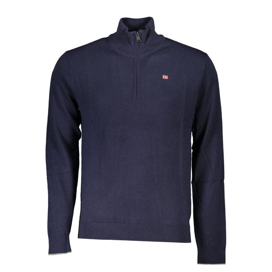 Napapijri Elegant Half-Zip Embroidered Blue Sweater Napapijri