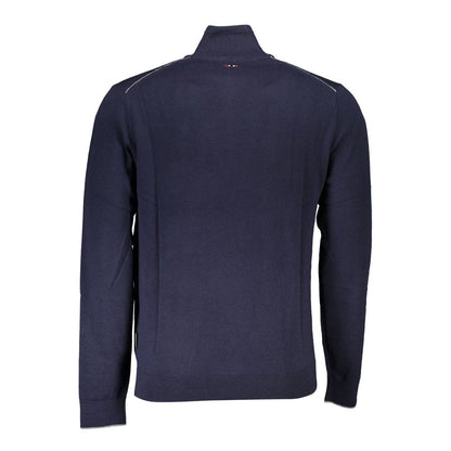 Napapijri Elegant Half-Zip Embroidered Blue Sweater Napapijri