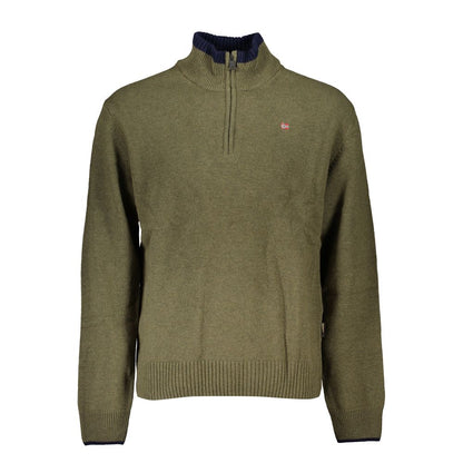 Napapijri Half-Zip Green Sweater with Embroidery Detail Napapijri