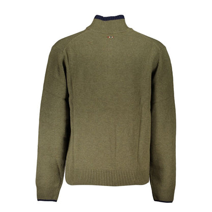 Napapijri Half-Zip Green Sweater with Embroidery Detail Napapijri