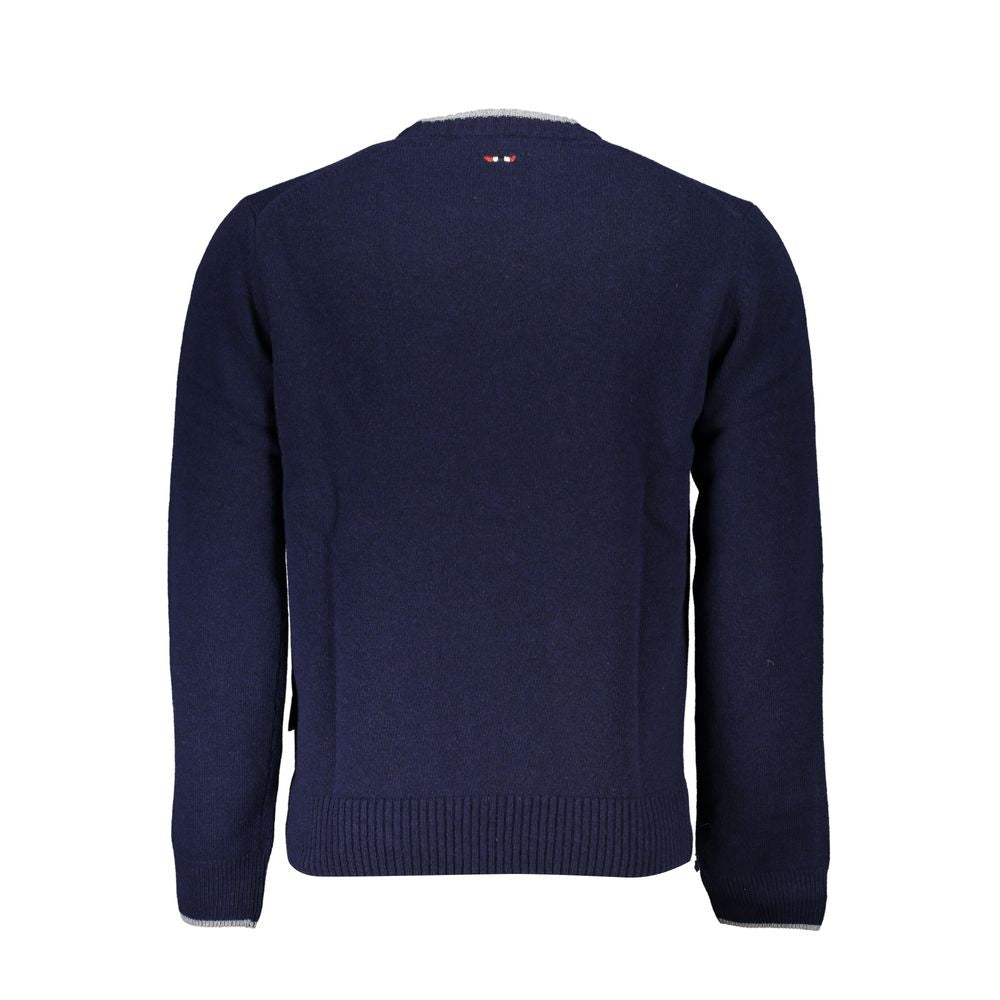 Napapijri Sleek Blue Crew Neck Embroidered Sweater Napapijri