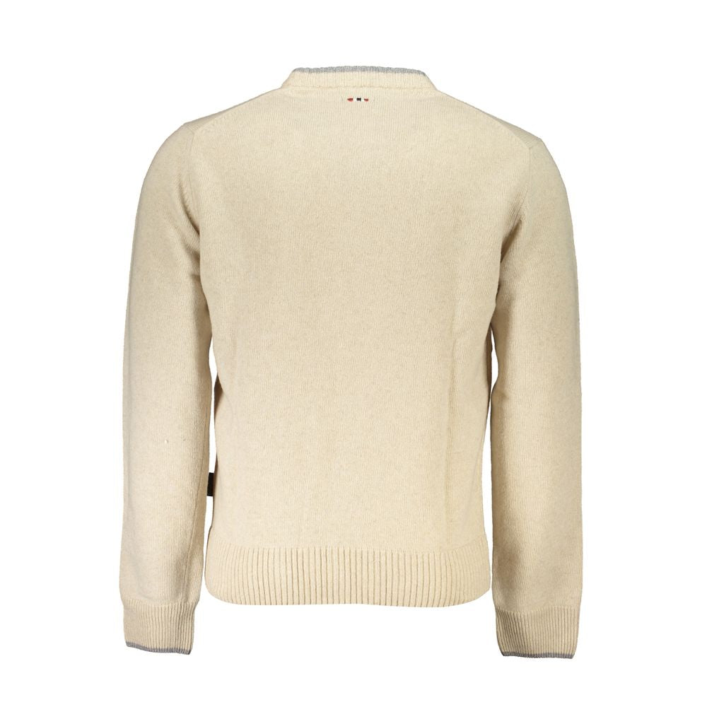 Napapijri Beige Crew Neck Embroidered Sweater Napapijri