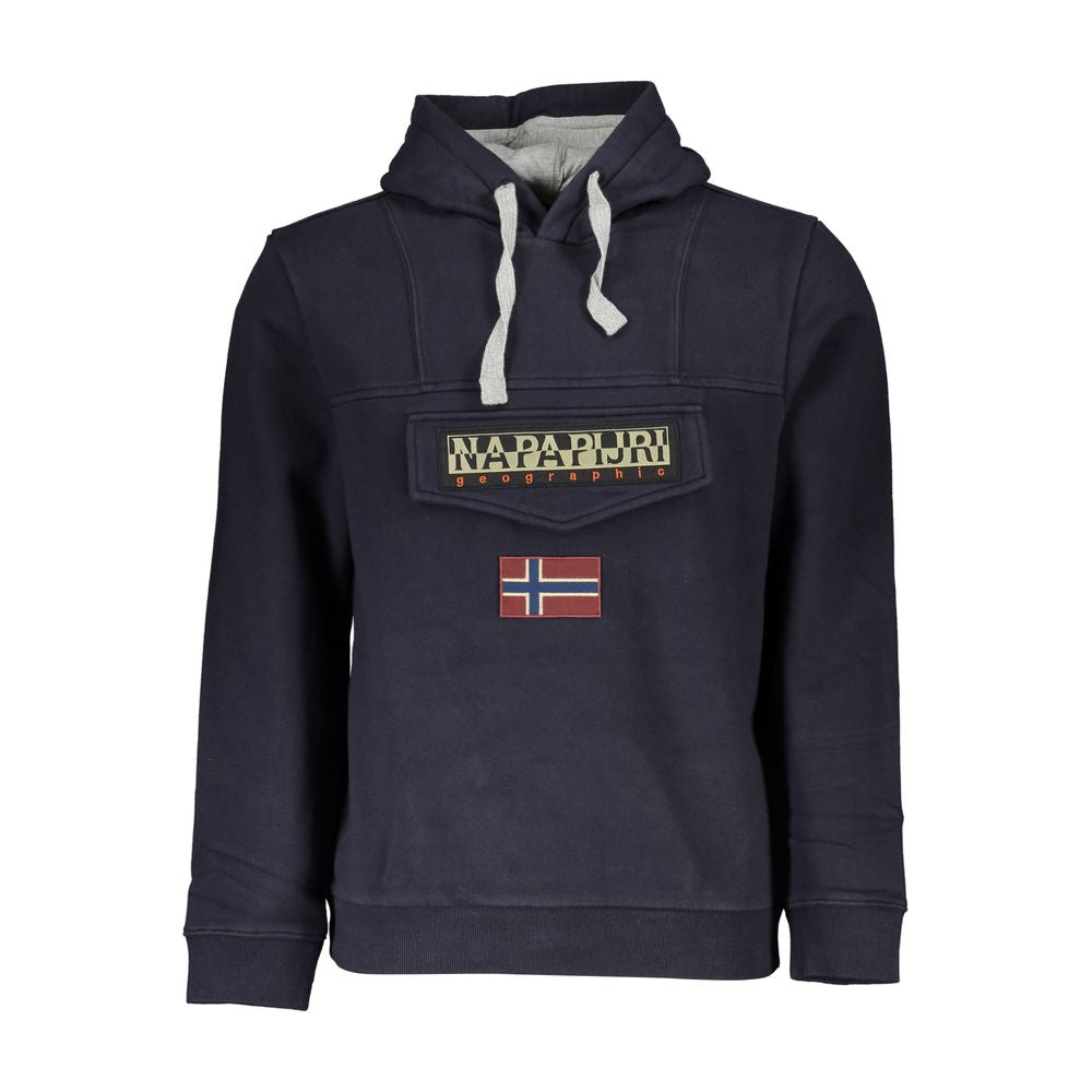 Napapijri Chic Blue Fleece Hooded Sweatshirt with Embroidery Napapijri