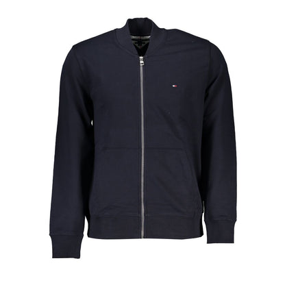 Tommy Hilfiger Sleek Blue Zip Sweatshirt with Embroidery Detail Tommy Hilfiger