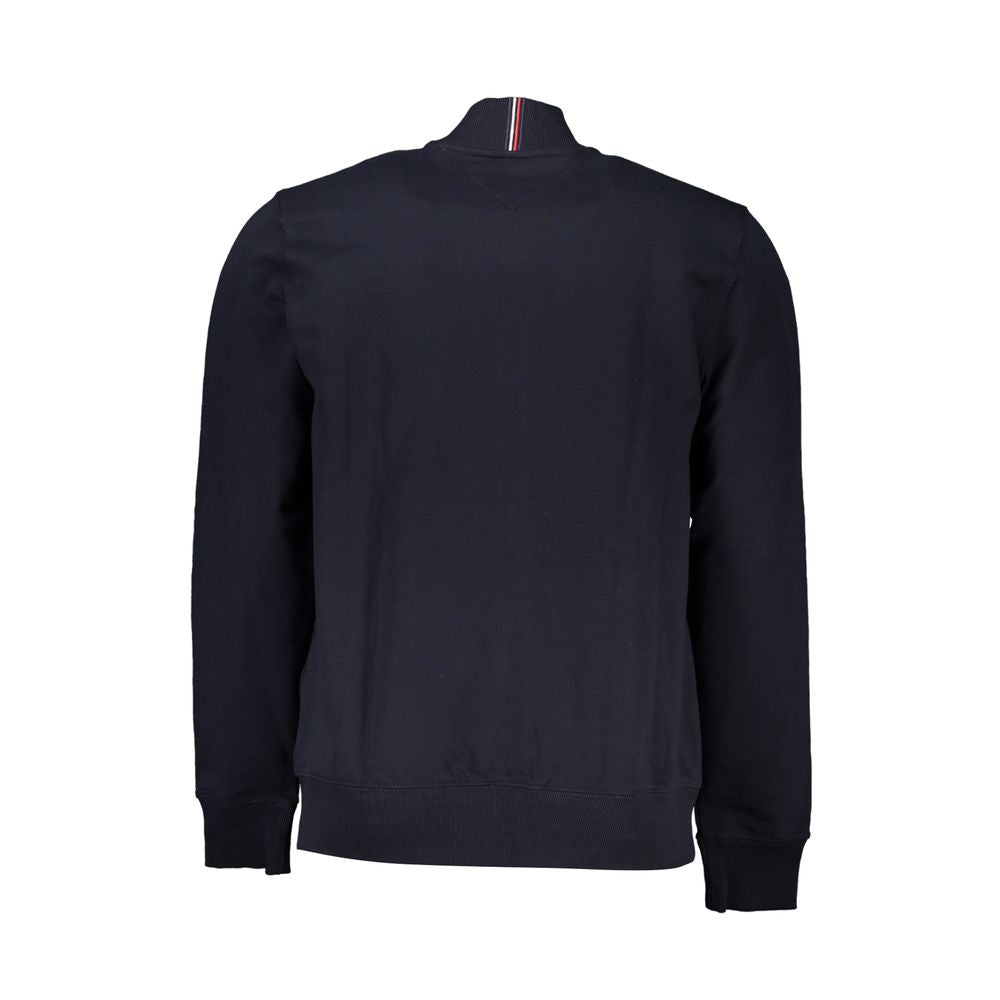 Tommy Hilfiger Sleek Blue Zip Sweatshirt with Embroidery Detail Tommy Hilfiger