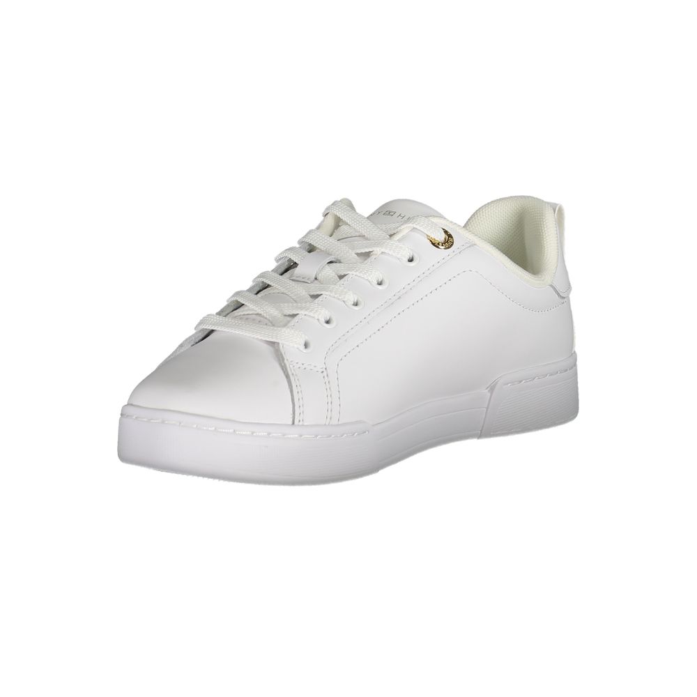 Tommy Hilfiger Chic White Lace-Up Sneakers with Contrast Detail