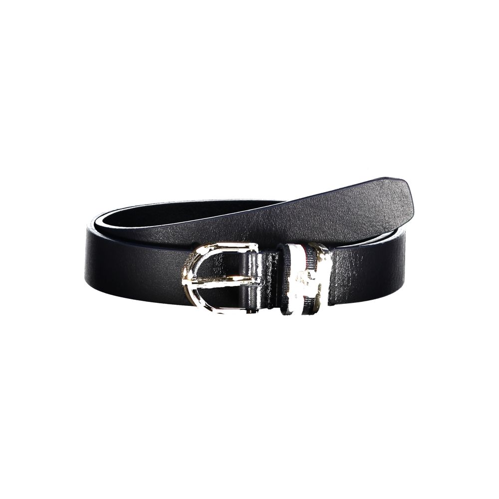 Tommy Hilfiger Elegant Blue Leather Belt with Metal Buckle