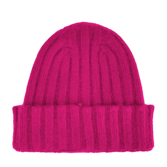 Made in Italy Fuchsia Ribbed Cashmere Beanie Made in Italy