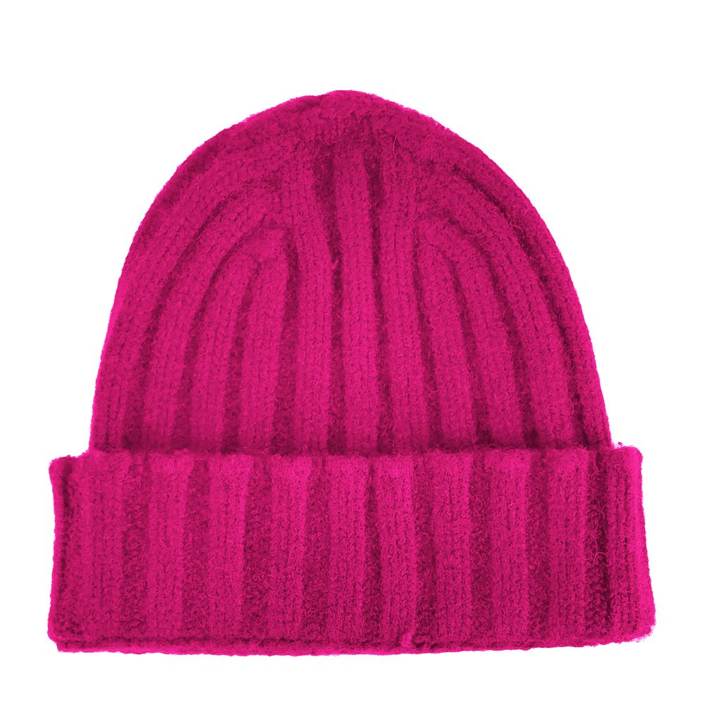 Made in Italy Fuchsia Ribbed Cashmere Beanie Made in Italy