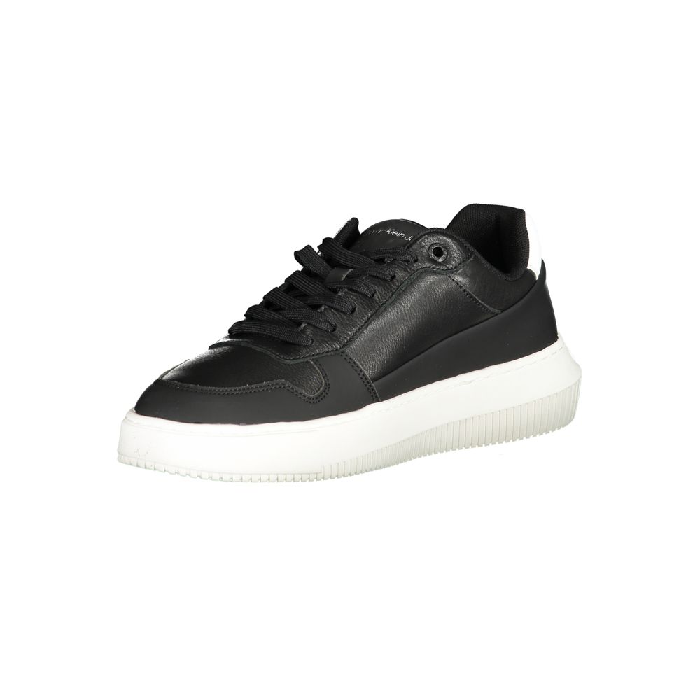 Calvin Klein Sleek Black Lace-Up Sneakers with Contrast Details