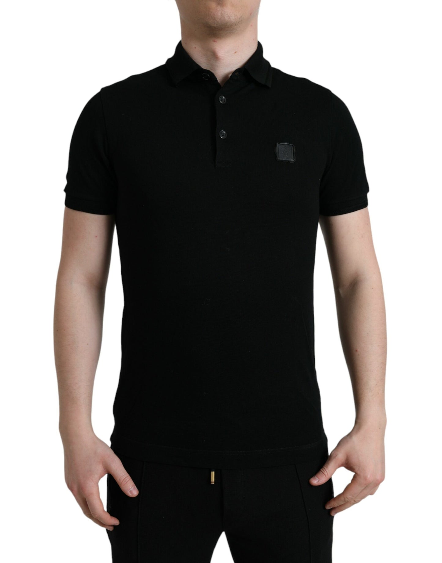 Dolce & Gabbana Elegant Black Cotton Polo Shirt Dolce & Gabbana