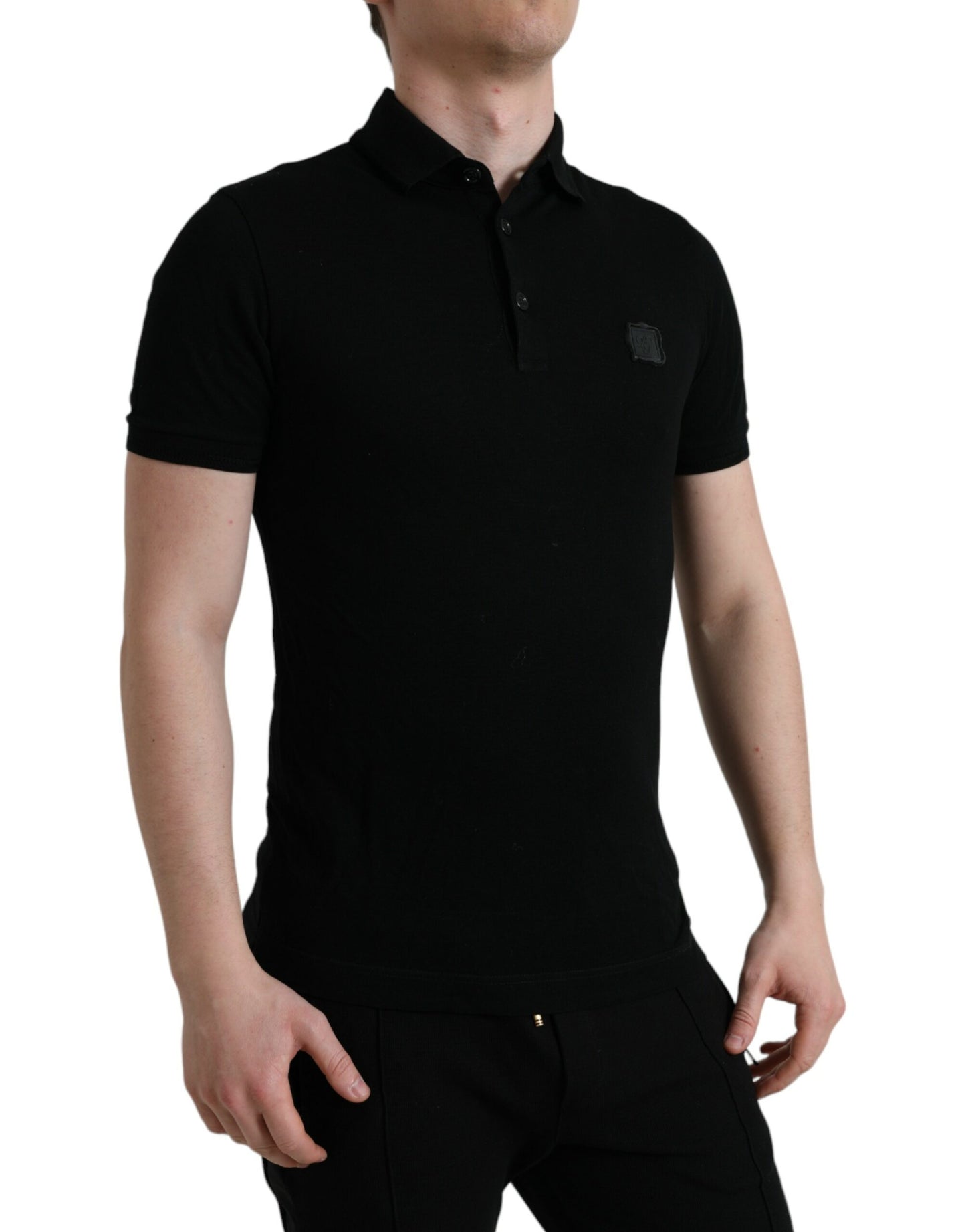 Dolce & Gabbana Elegant Black Cotton Polo Shirt Dolce & Gabbana