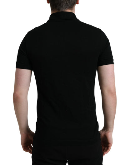 Dolce & Gabbana Elegant Black Cotton Polo Shirt Dolce & Gabbana