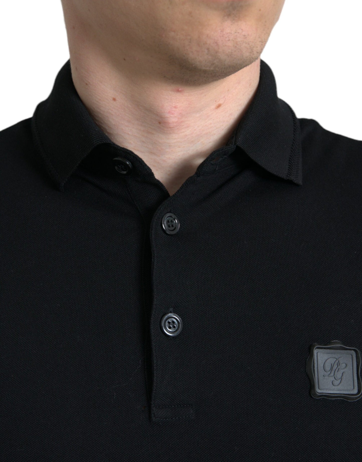 Dolce & Gabbana Elegant Black Cotton Polo Shirt Dolce & Gabbana