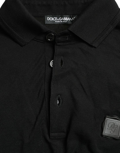 Dolce & Gabbana Elegant Black Cotton Polo Shirt Dolce & Gabbana