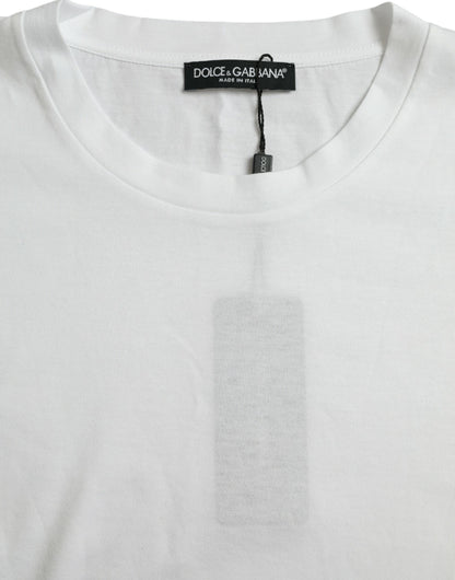 Dolce & Gabbana Elegant White Crew Neck Luxury Tee Dolce & Gabbana