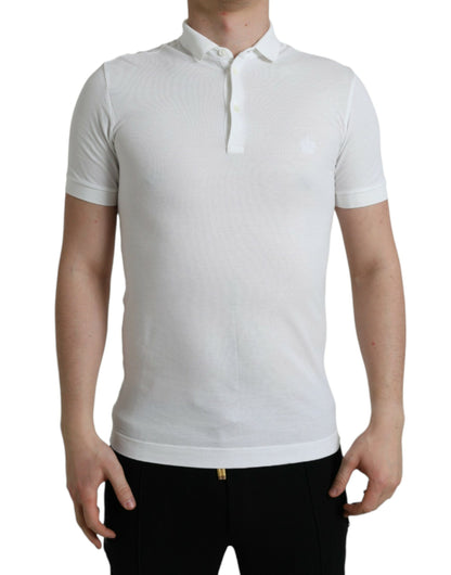 Dolce & Gabbana Crown Embroidered White Cotton Polo Dolce & Gabbana