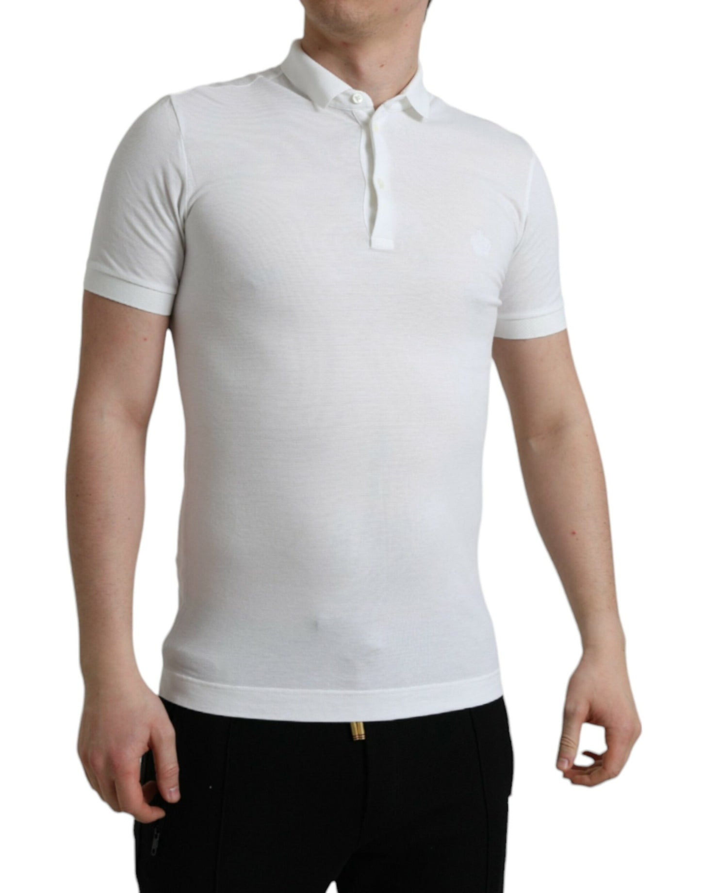 Dolce & Gabbana Crown Embroidered White Cotton Polo Dolce & Gabbana