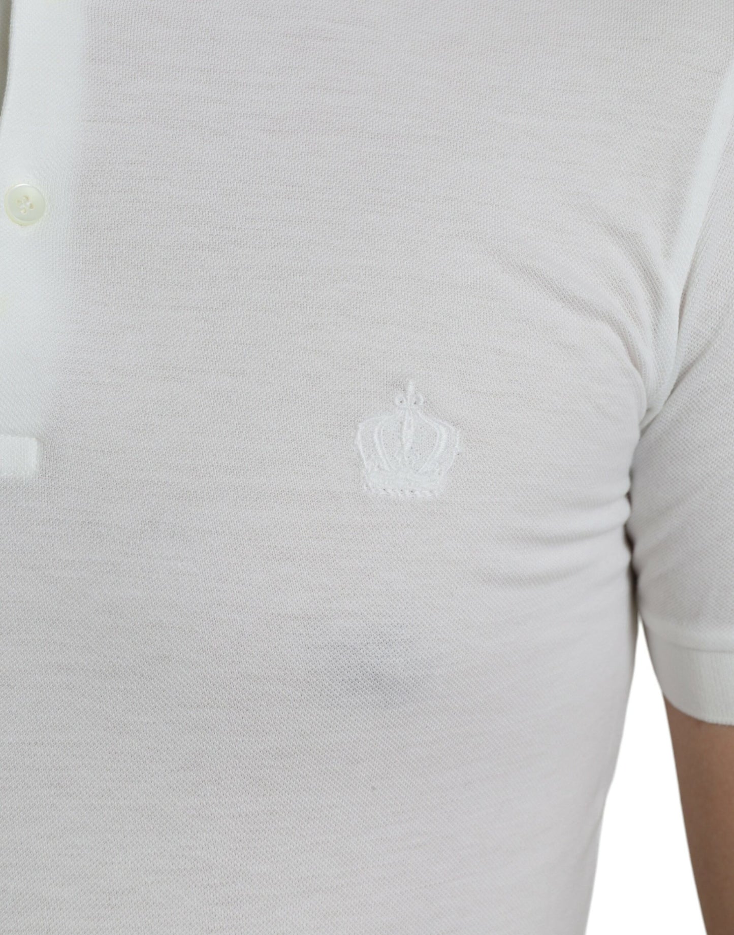 Dolce & Gabbana Crown Embroidered White Cotton Polo Dolce & Gabbana