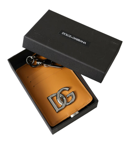 Dolce & Gabbana Elegant Orange Calf Leather Card Holder Dolce & Gabbana