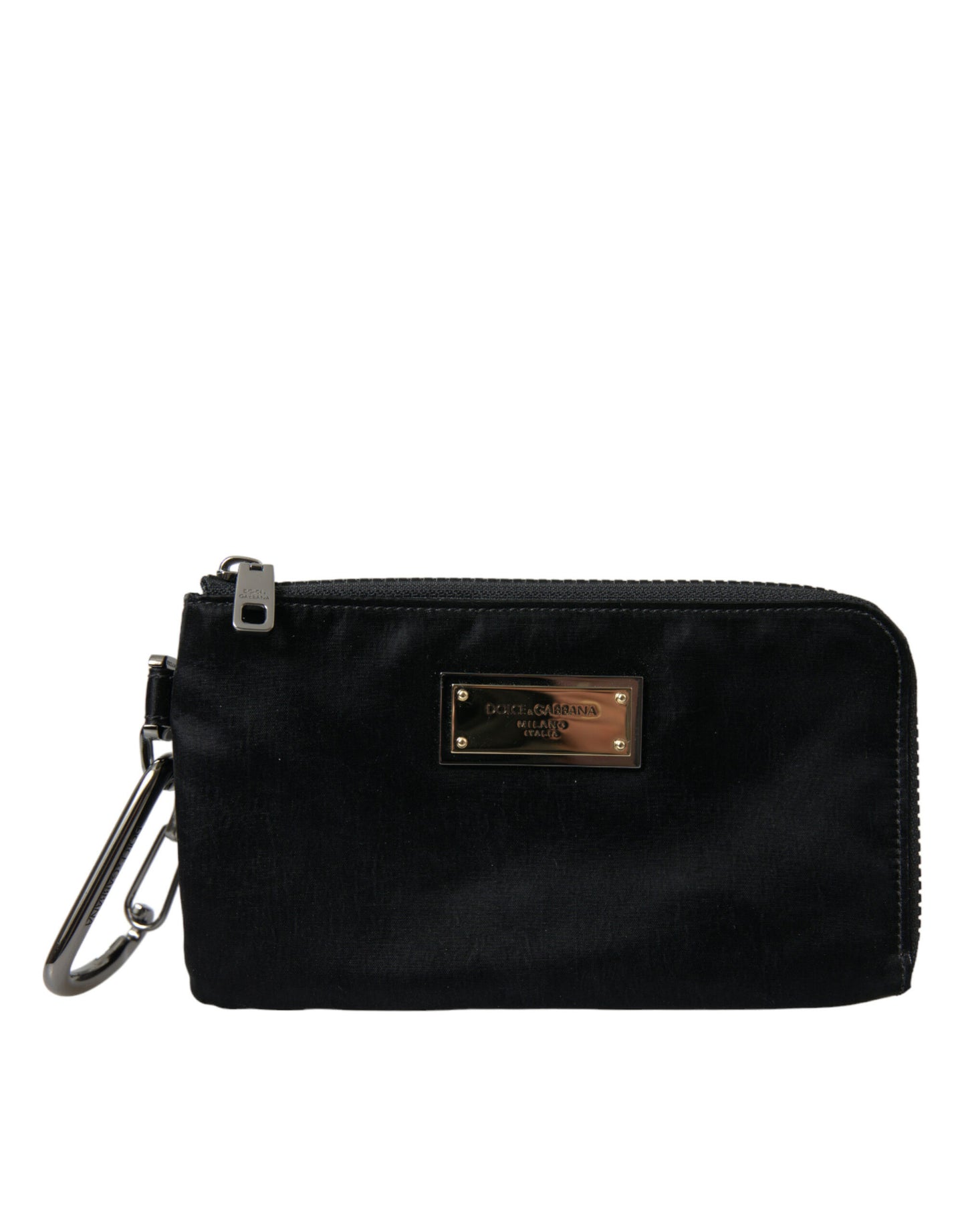 Dolce & Gabbana Sleek Designer Nylon-Leather Pouch in Black Dolce & Gabbana