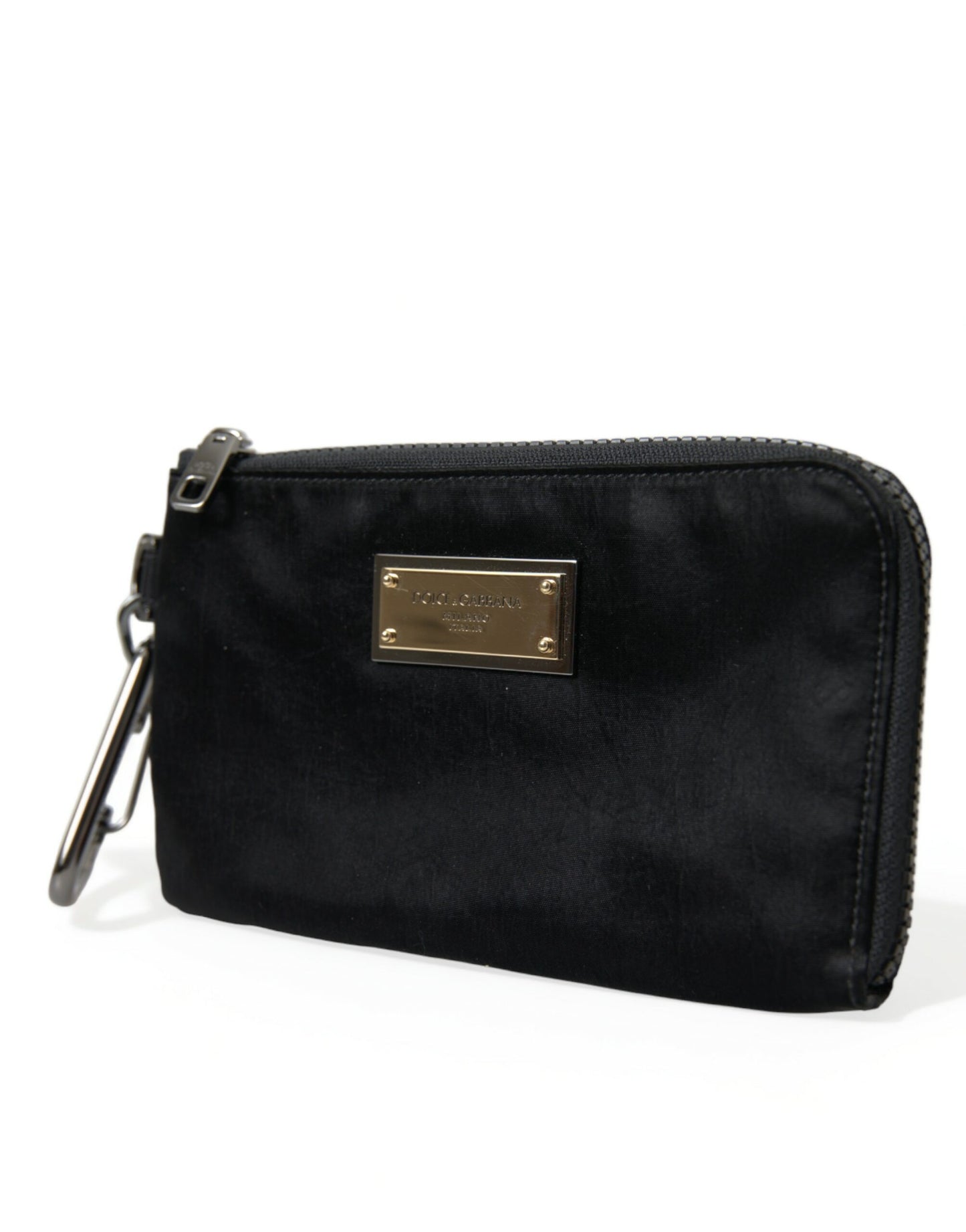 Dolce & Gabbana Sleek Designer Nylon-Leather Pouch in Black Dolce & Gabbana