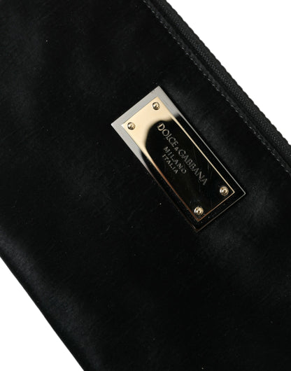 Dolce & Gabbana Sleek Designer Nylon-Leather Pouch in Black Dolce & Gabbana