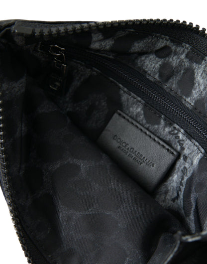 Dolce & Gabbana Sleek Designer Nylon-Leather Pouch in Black Dolce & Gabbana