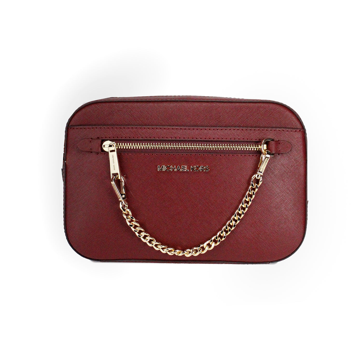 Michael Kors Jet Set East West Large Dark Cherry Leather Zip Chain Crossbody Bag Michael Kors