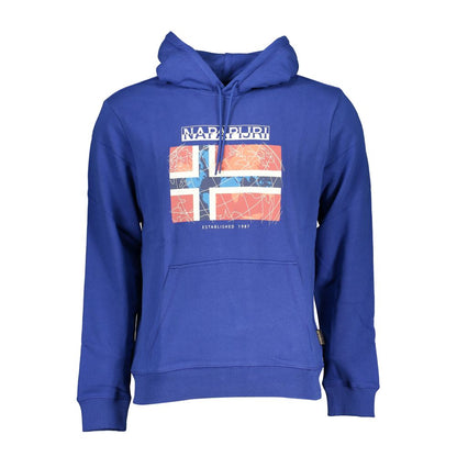 Napapijri Chic Blue Hooded Sweatshirt with Logo Print Napapijri