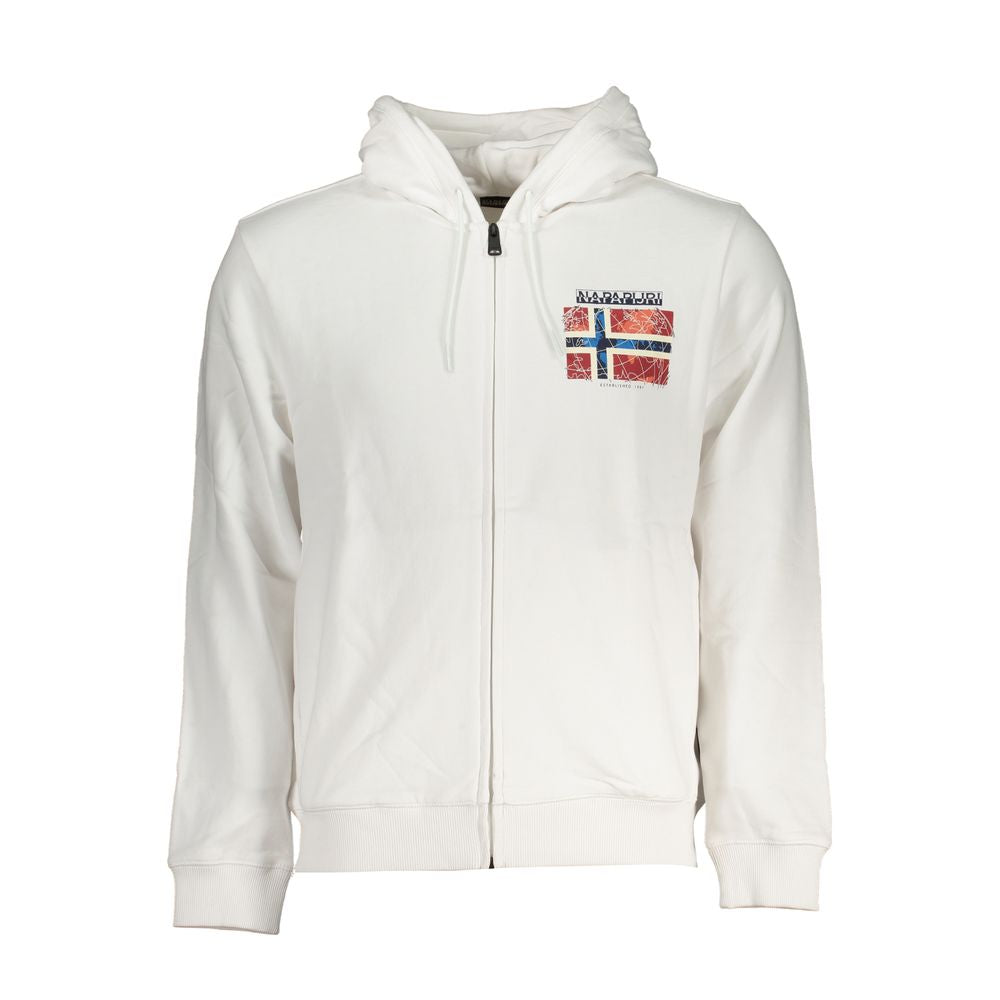 Napapijri Chic White Hooded Cotton Sweatshirt Napapijri