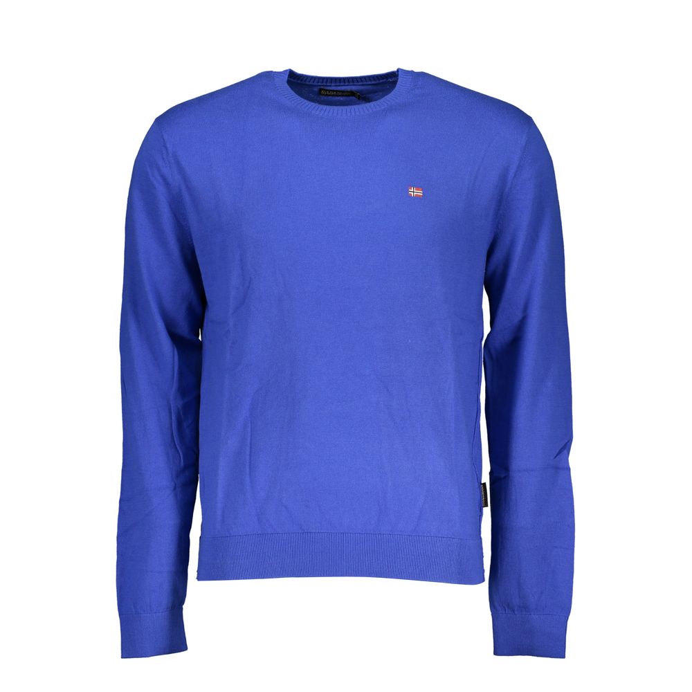 Napapijri Chic Blue Crew Neck Embroidered Sweater Napapijri