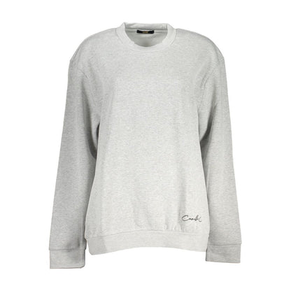 Cavalli Class Chic Gray Embroidered Crew Neck Sweatshirt Cavalli Class