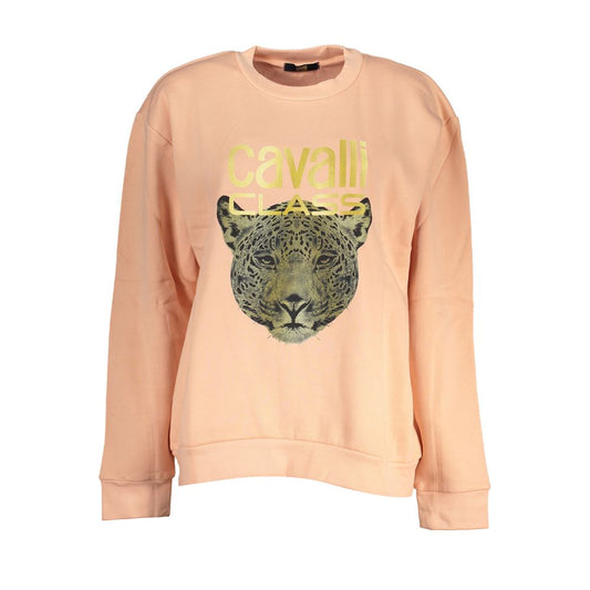 Cavalli Class Chic Pink Fleece Crew Neck Sweatshirt Cavalli Class