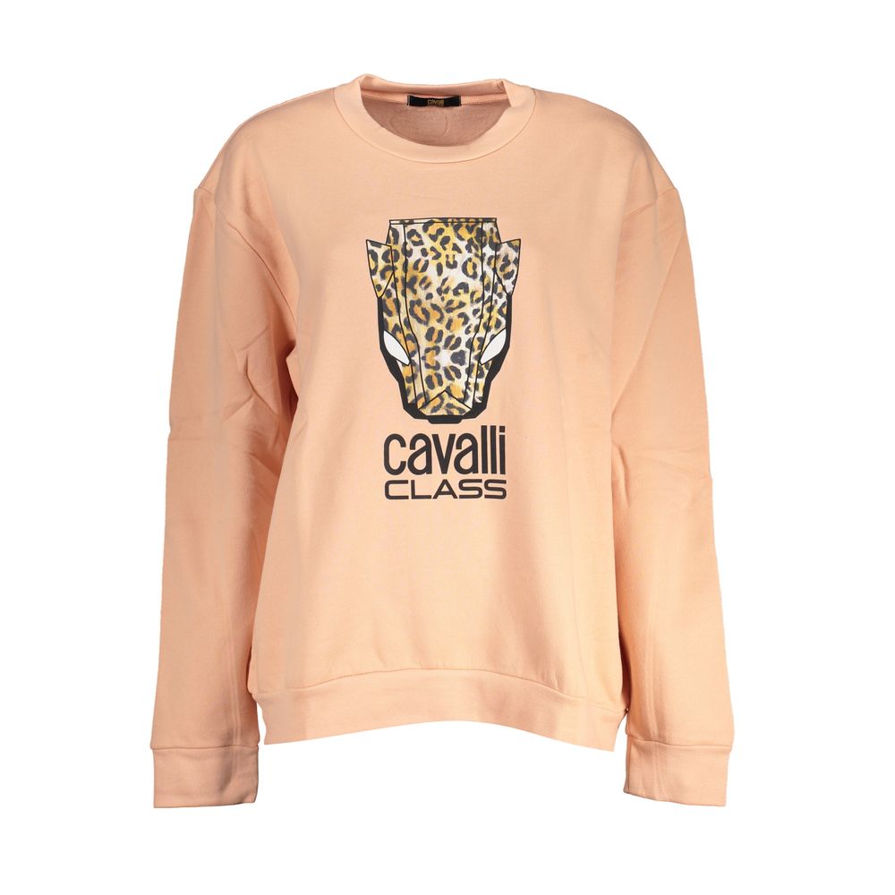 Cavalli Class Elegant Pink Fleece Crew Neck Sweater Cavalli Class