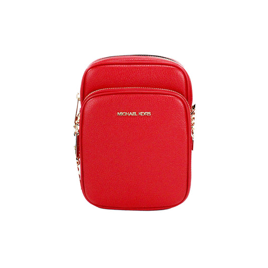 Michael Kors Jet Set Bright Red Pebbled Leather North South Chain Crossbody Bag Michael Kors