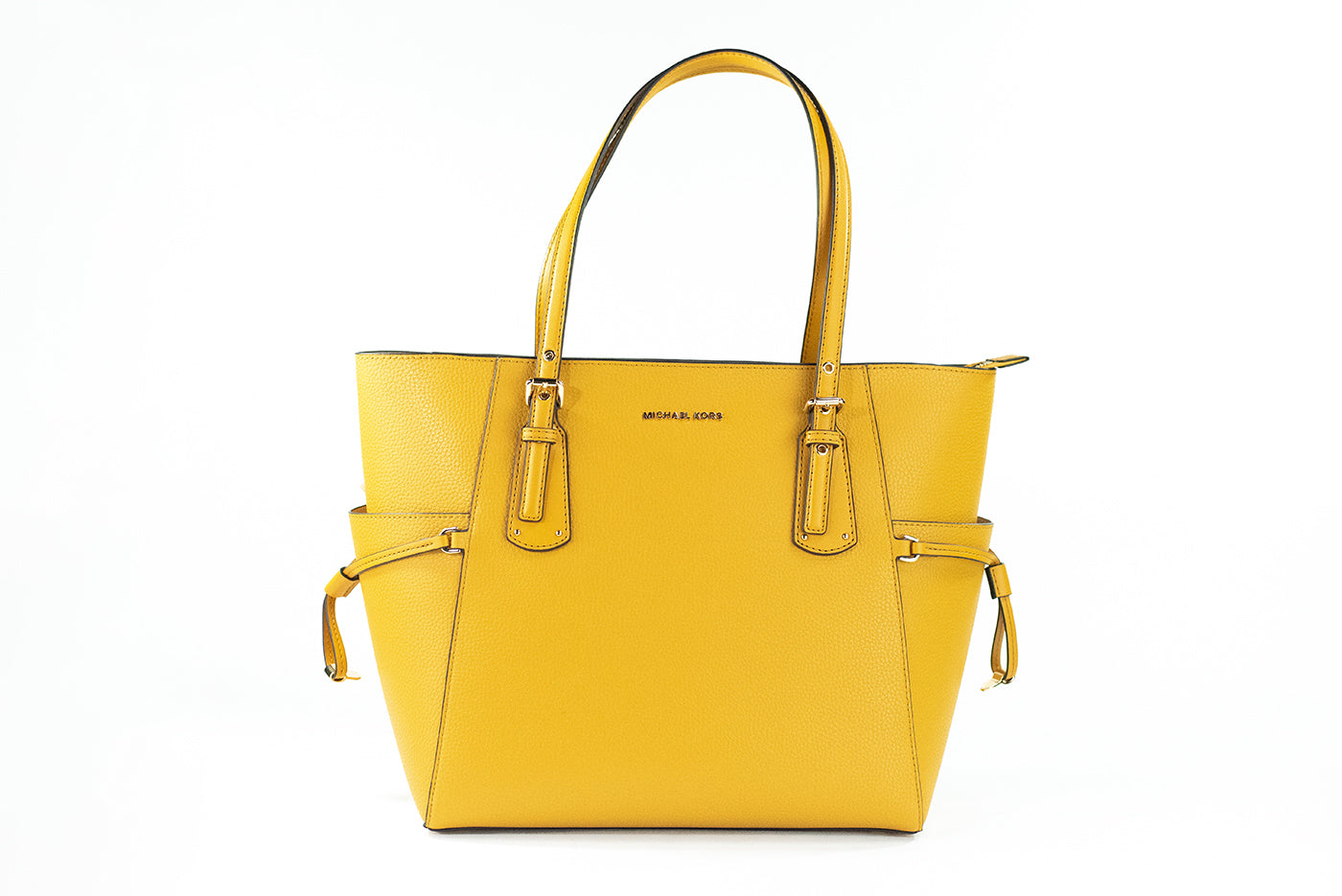 Michael Kors Voyager Large Marigold Pebbled Leather East West Tote Bag Purse Michael Kors