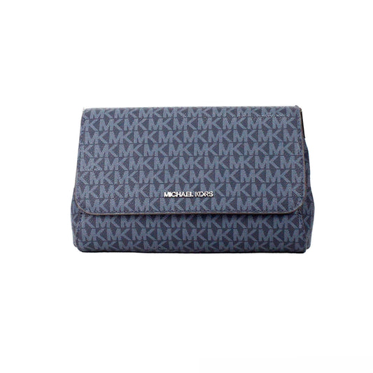 Michael Kors Jet Set Medium Navy Blue PVC Convertible Pouchette Crossbody Bag Michael Kors