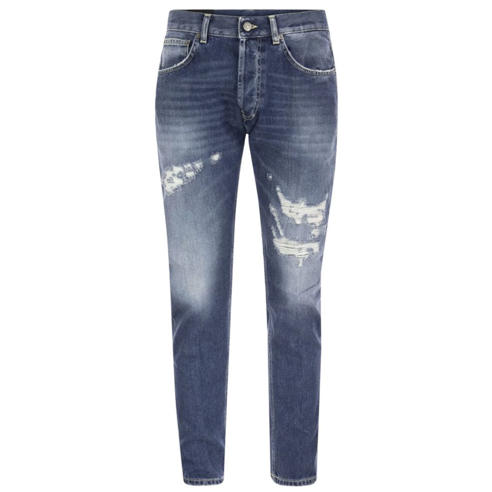 Dondup Distressed Blue Cotton Mius Jeans Dondup