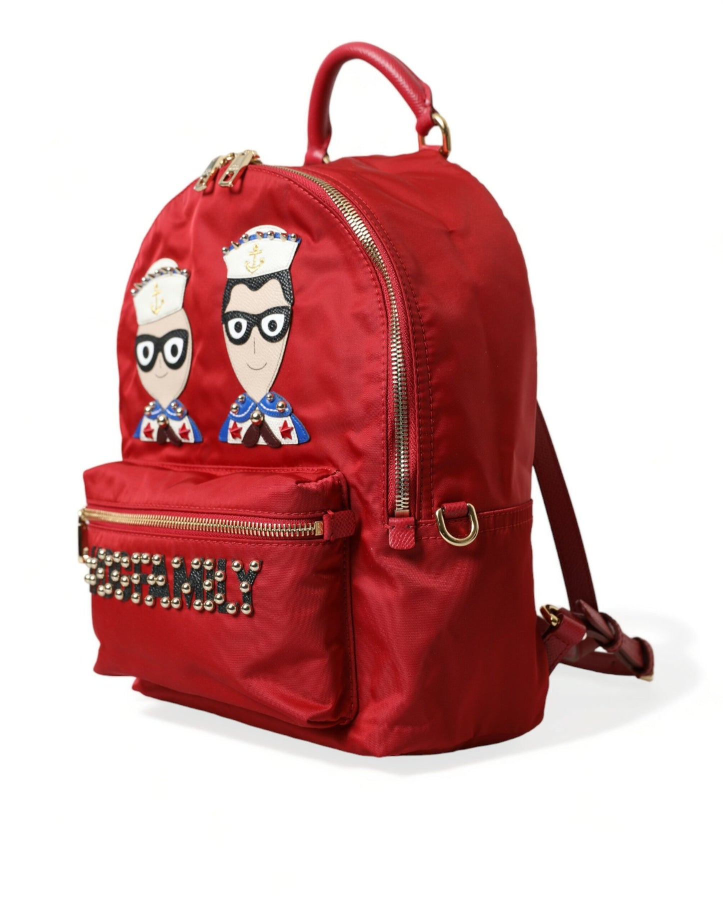 Dolce & Gabbana Embellished Red Backpack with Gold Detailing Dolce & Gabbana