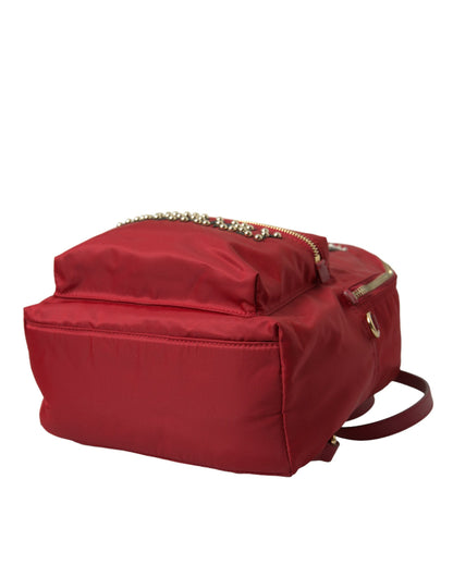 Dolce & Gabbana Embellished Red Backpack with Gold Detailing Dolce & Gabbana