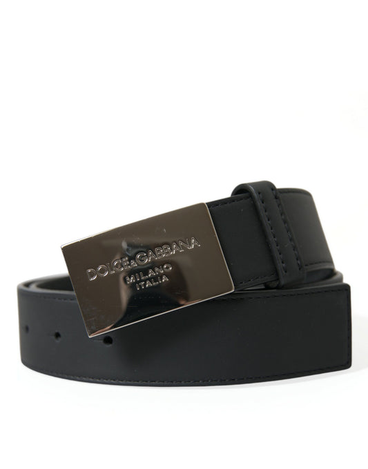 Dolce & Gabbana Elegant Black Leather Belt with Metal Buckle Dolce & Gabbana