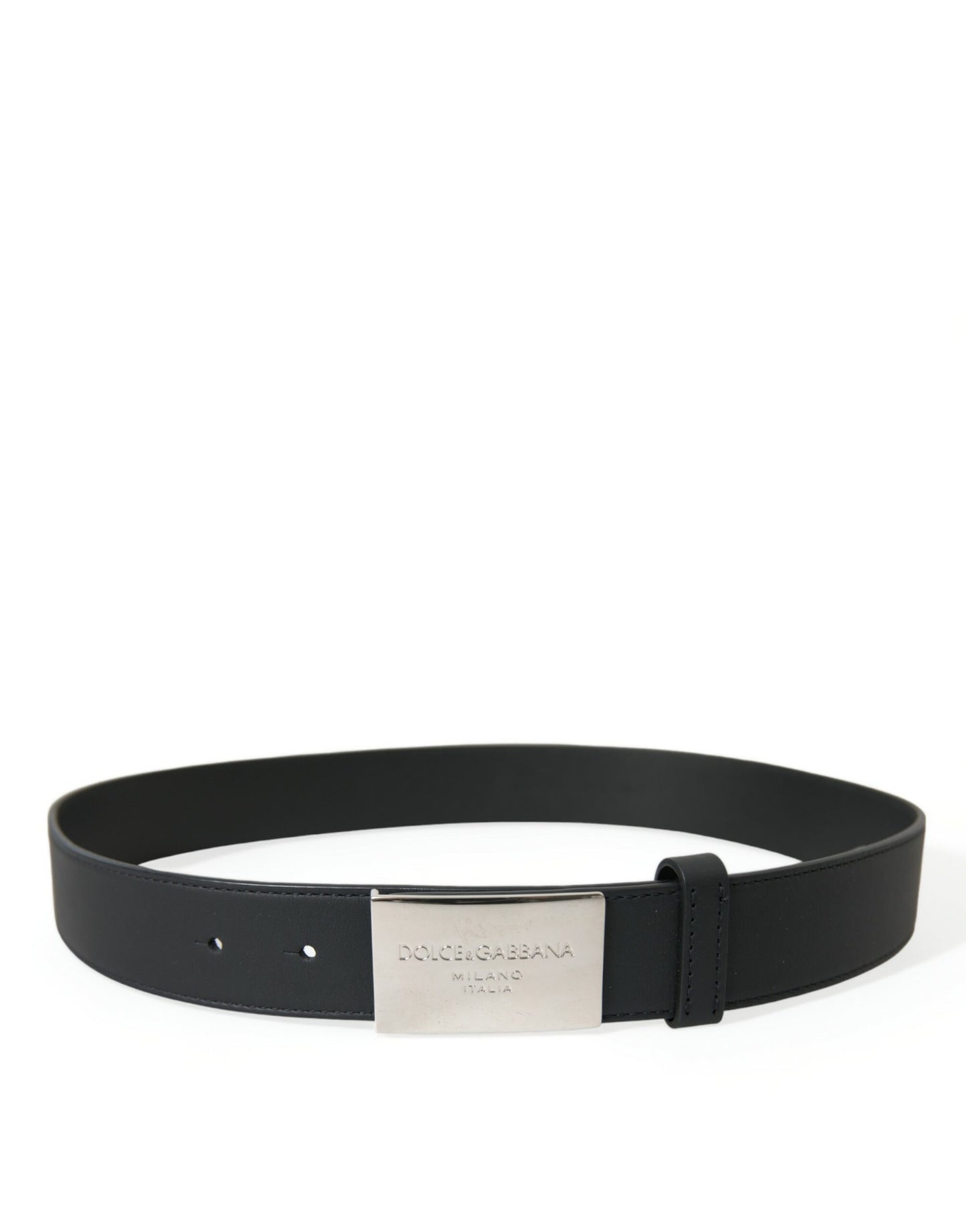 Dolce & Gabbana Elegant Black Leather Belt with Metal Buckle Dolce & Gabbana