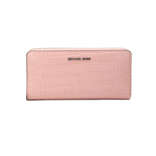 Michael Kors Jet Set Large Pink Animal Print Leather Continental Wrist Wallet Michael Kors