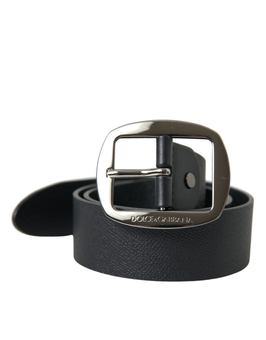 Dolce & Gabbana Elegant Black Leather Belt with Metal Buckle Dolce & Gabbana