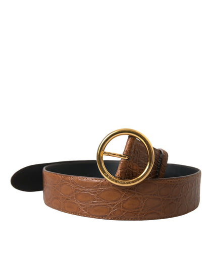 Dolce & Gabbana Elegant Exotic Leather Belt - Rich Brown Dolce & Gabbana