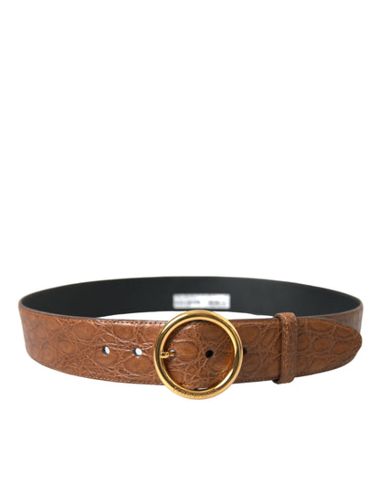 Dolce & Gabbana Elegant Exotic Leather Belt - Rich Brown Dolce & Gabbana