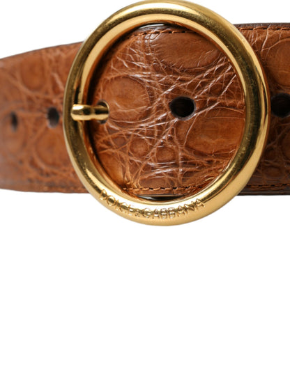 Dolce & Gabbana Elegant Exotic Leather Belt - Rich Brown Dolce & Gabbana