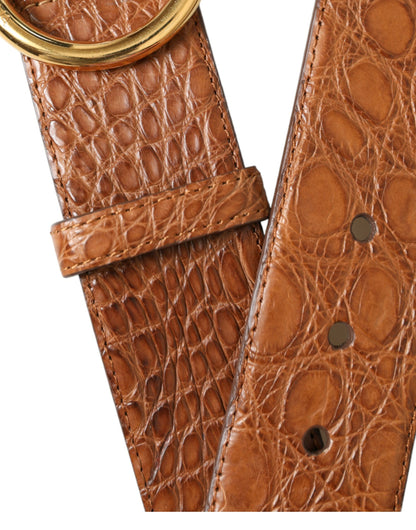 Dolce & Gabbana Elegant Exotic Leather Belt - Rich Brown Dolce & Gabbana