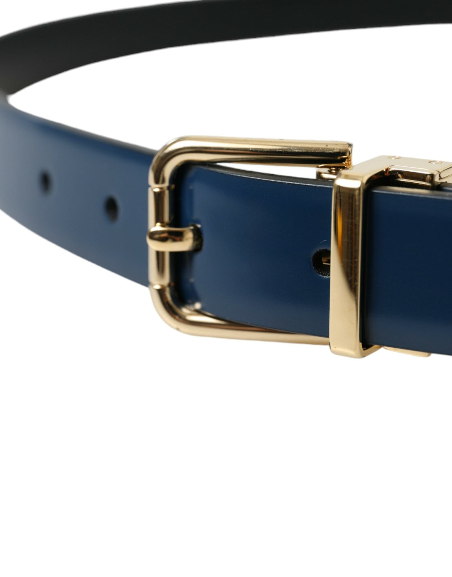 Dolce & Gabbana Elegant Blue Leather Belt with Metal Buckle Dolce & Gabbana